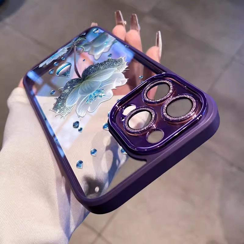 Ốp Điện Thoại Cứng Họa Tiết Hoa Tím Cho iPhone 14Promax / 13Promax / 12Promax / 11 Promax / 14 Plus / 14 / 13 / 12 / 11