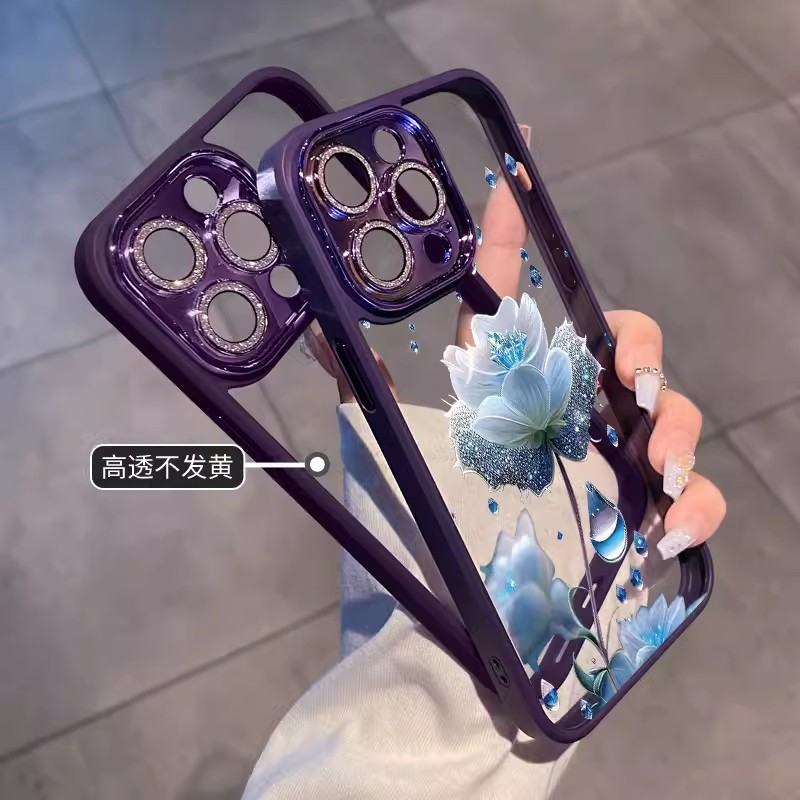 Ốp Điện Thoại Cứng Họa Tiết Hoa Tím Cho iPhone 14Promax / 13Promax / 12Promax / 11 Promax / 14 Plus / 14 / 13 / 12 / 11