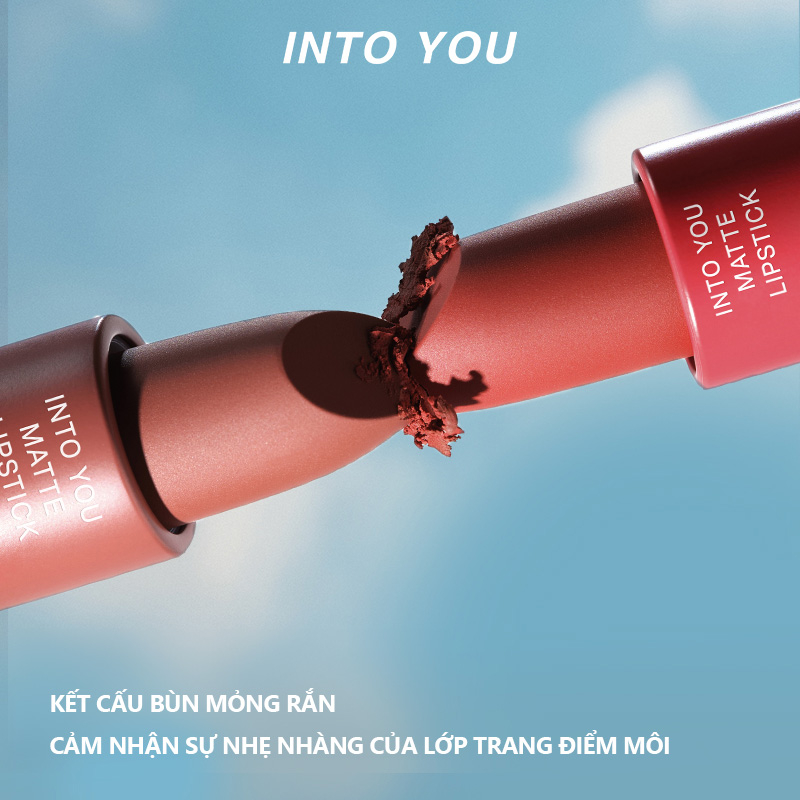 INTO YOU Son Môi Màu Nhung Lì Dưỡng Ẩm Không Thấm Nước Lâu Trôi