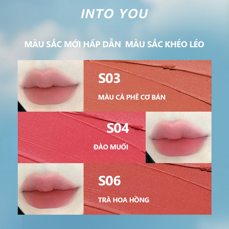 INTO YOU Son Môi Màu Nhung Lì Dưỡng Ẩm Không Thấm Nước Lâu Trôi