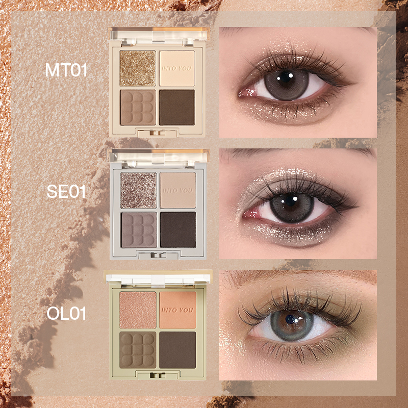 INTO YOU Bảng Phấn Mắt Bốn Màu Tông Màu Đất Bền Màu Lâu Trôi Độ Bám Dính Cao Phù Hợp Cho Người Mới Trang Điểm