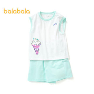 balabala Set Áo Thun Ngắn Tay + Quần short cotton Thời Trang Mùa Hè Cho Bé Gái