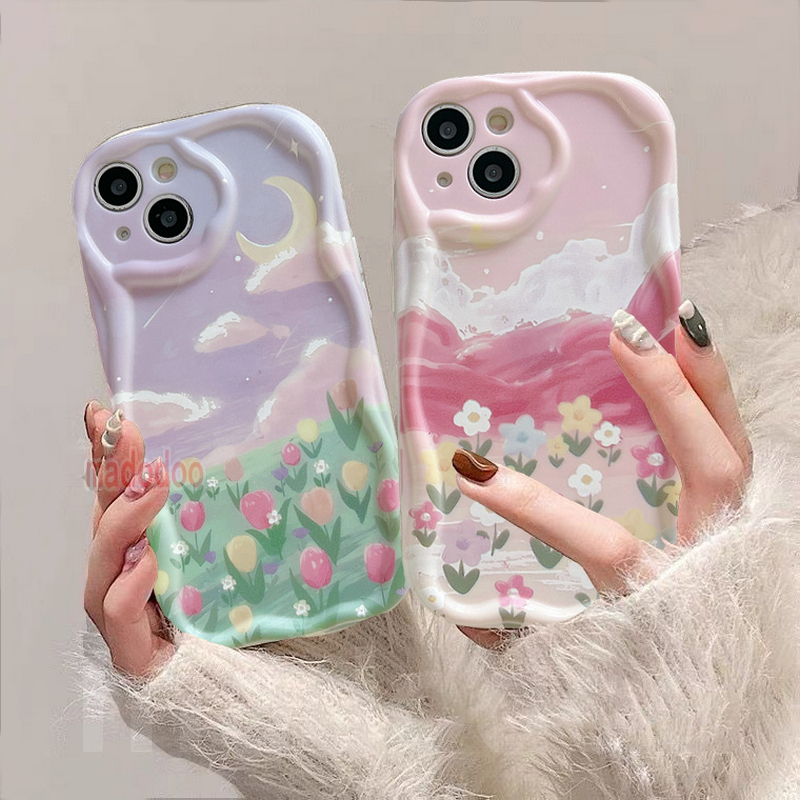 ốp lưng OPPO A79 A18 A38 A78 A77 5G A58 A57 2022 A17 A17K A16 A16K A16E A16S A74 A95 A94 A93 A76 A96 A55 A54 4G A15 A15S A53 A33 A52 A72 A92 A31 A7 A5S A12 A11K A9 A5 2020 A1K A3S A12E F11 ins Oil painting Starry sky Sea of Flowers Phone Case Cover STN 19