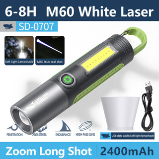 Smiling Shark SD0707 Đèn pin LED siêu sáng M60với móc USB có thể sạc lại không thấm nước ngoài trời cắm trại đi bộ đường dài chiếu sáng