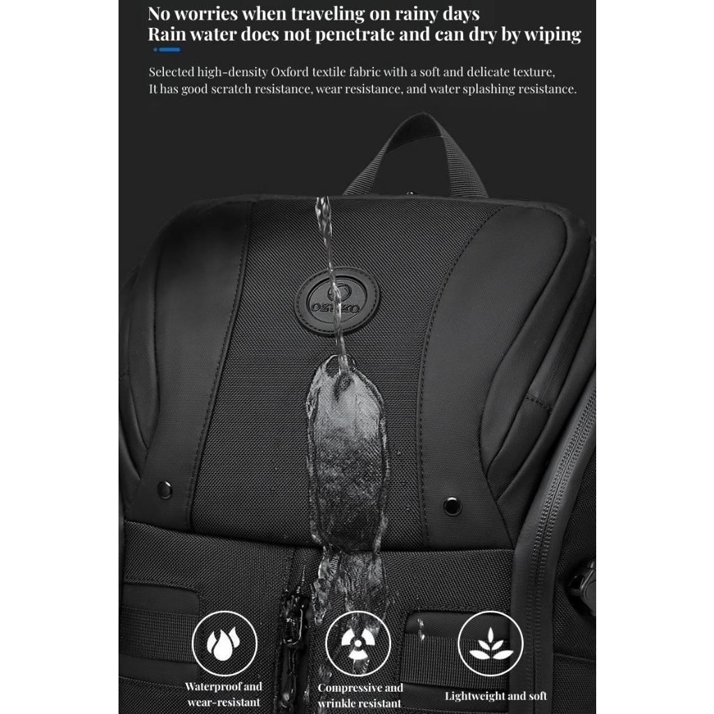 OZUKO Balo Đựng Laptop 15.6 Inch Chống Nước Sức Chứa Lớn Thời Trang Cho Nam