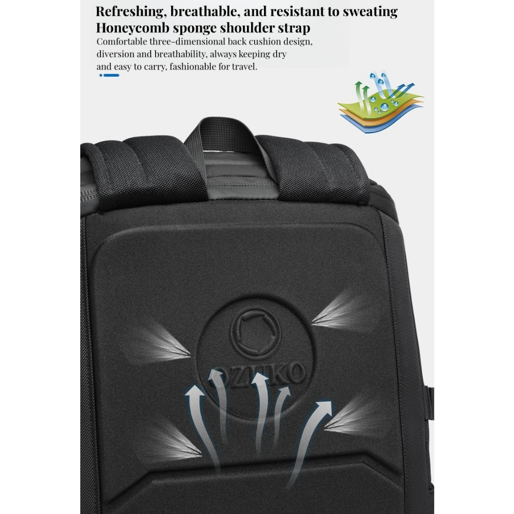 OZUKO Balo Đựng Laptop 15.6 Inch Chống Nước Sức Chứa Lớn Thời Trang Cho Nam
