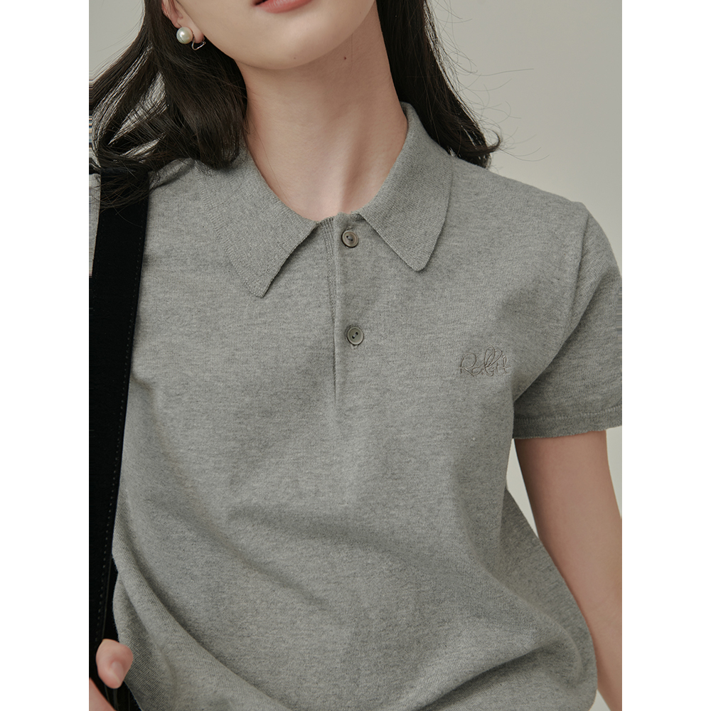 Xiaozhainv Áo polo Dệt Kim Tay Ngắn Đơn Giản Thời Trang Mùa Hè Hàn Quốc Cho Nữ