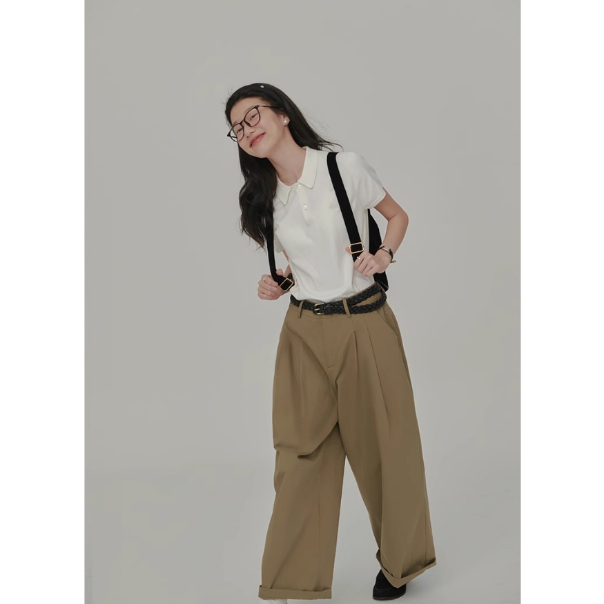 Xiaozhainv Áo polo Dệt Kim Tay Ngắn Đơn Giản Thời Trang Mùa Hè Hàn Quốc Cho Nữ