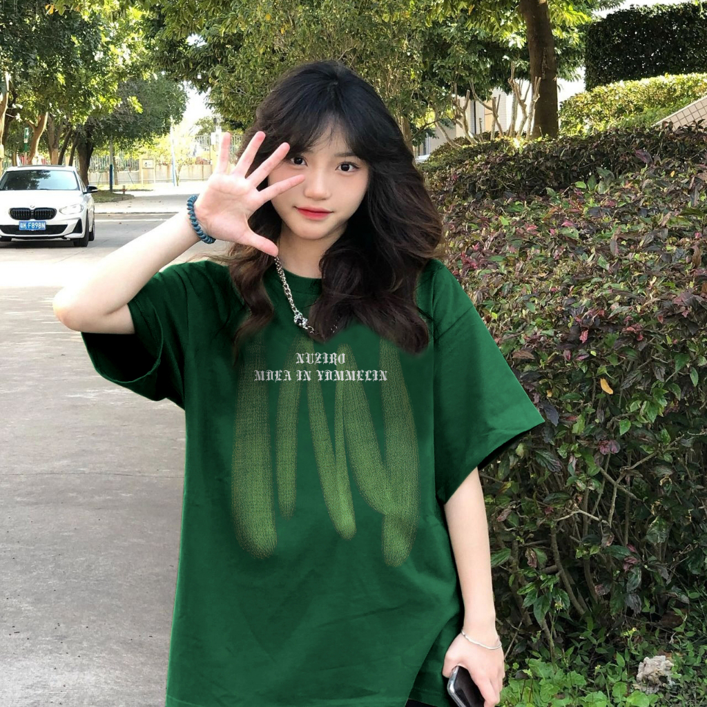 Áo Thun Nữ Ngắn Tay Màu Xanh Lá Đậm