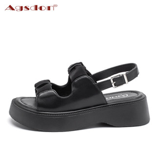  Sandal nữ AGSDON đế bánh mì cao 4.5cm phong cách thời trang Hàn Quốc mùa hè size 34-40 