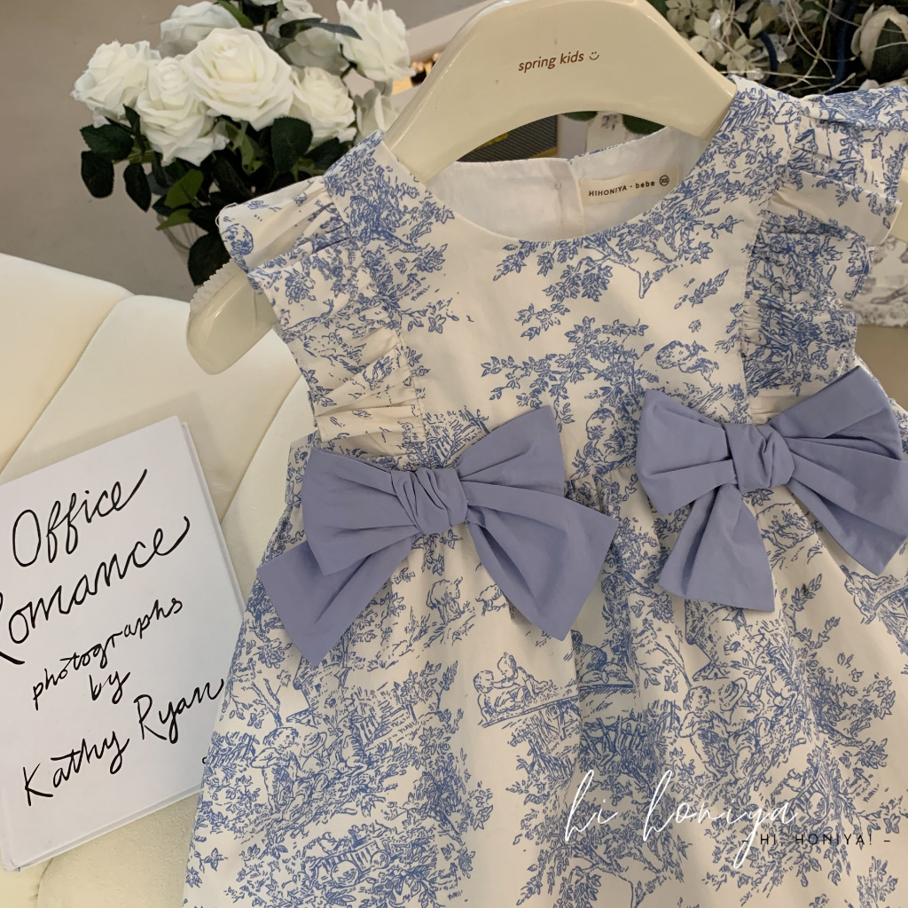 Sun baby Đầm Công Chúa Đính Nơ In Hoa Dễ Thương Thời Trang Mùa Hè Cho Bé Gái