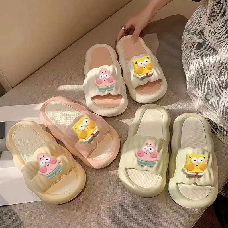 Dép Lê Đế Dày Tăng Chiều Cao Họa Tiết SpongeBob Dễ Thương Thời Trang Mùa Hè Cho Học Sinh Ký Túc Xá