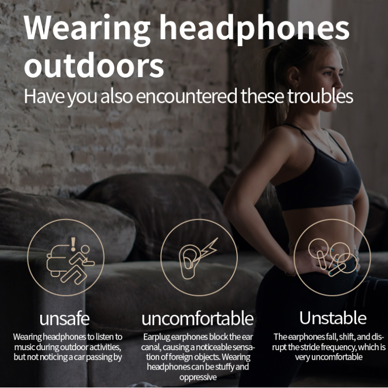 Tai Nghe Bluetooth Không Dây TWS Chống Thấm Nước Có Kẹp Gắn Vành Tai