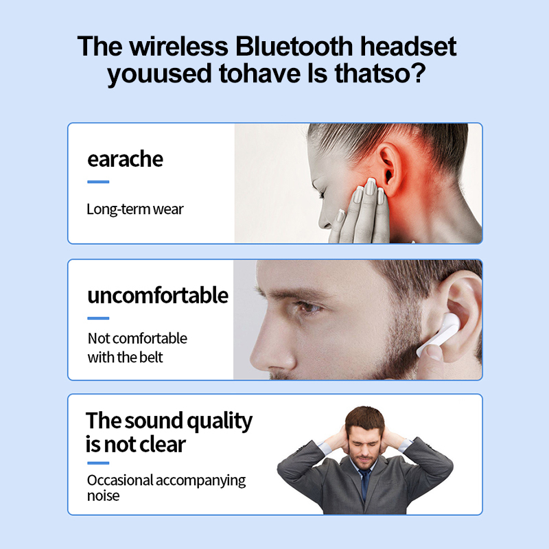 Tai Nghe Bluetooth Không Dây TWS Chống Thấm Nước Nâng Cấp Xương Mới