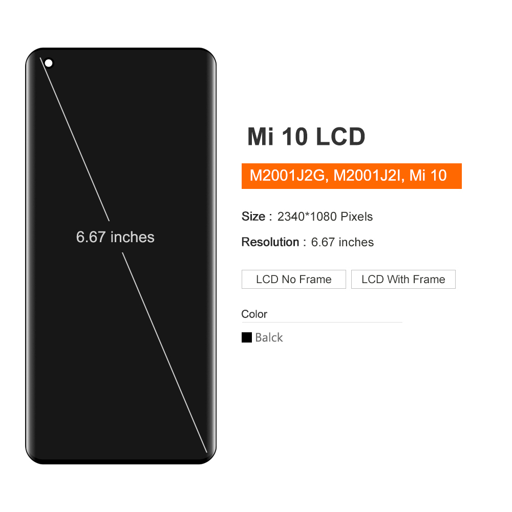 Màn Hình Cảm Ứng LCD TFT Thay Thế Chuyên Dụng Cho Xiaomi Mi 10 5G / Mi 10 Pro 5G Xiaomi Mi 10 M2001J2G 10 Pro