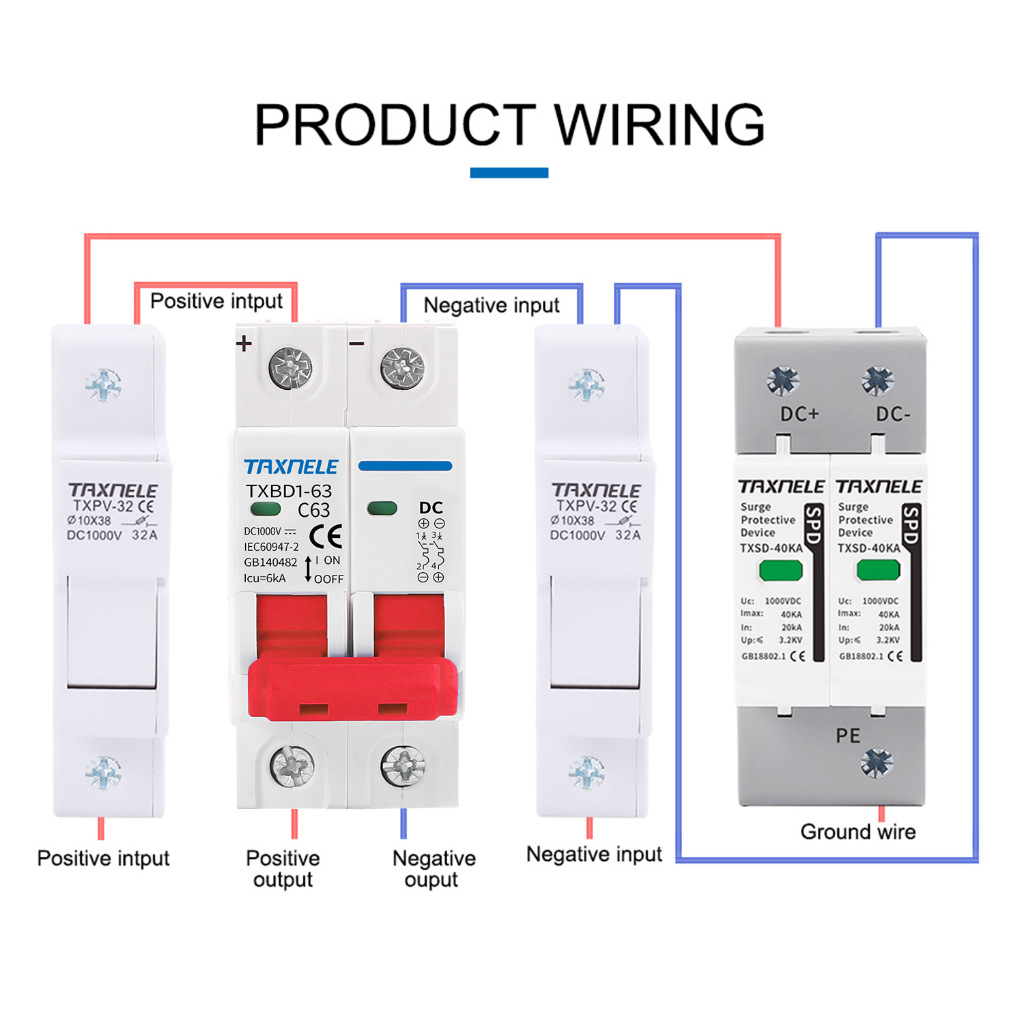 2 Cầu Dao Mini Dùng Năng Lượng Mặt Trời 6A 10A 16A 20A 25A 32A 40A 50A 63A DC MCB
