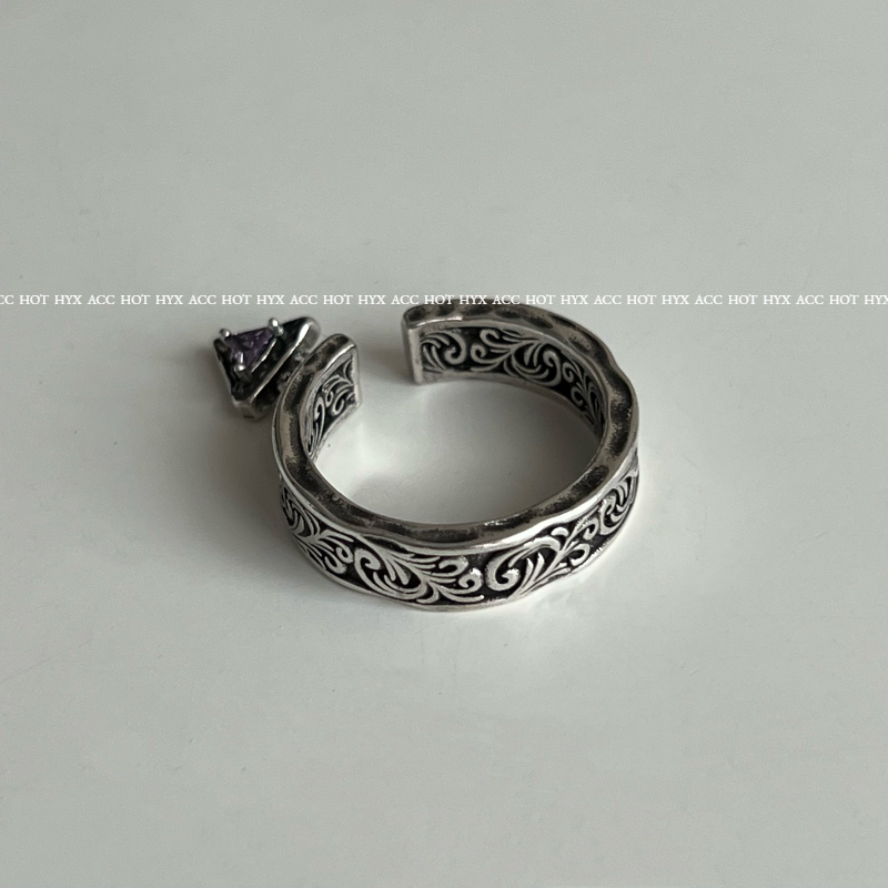 Nhẫn Mặt Chữ Thập Màu Tím Phong Cách Vintage Thời Trang Cho Nữ