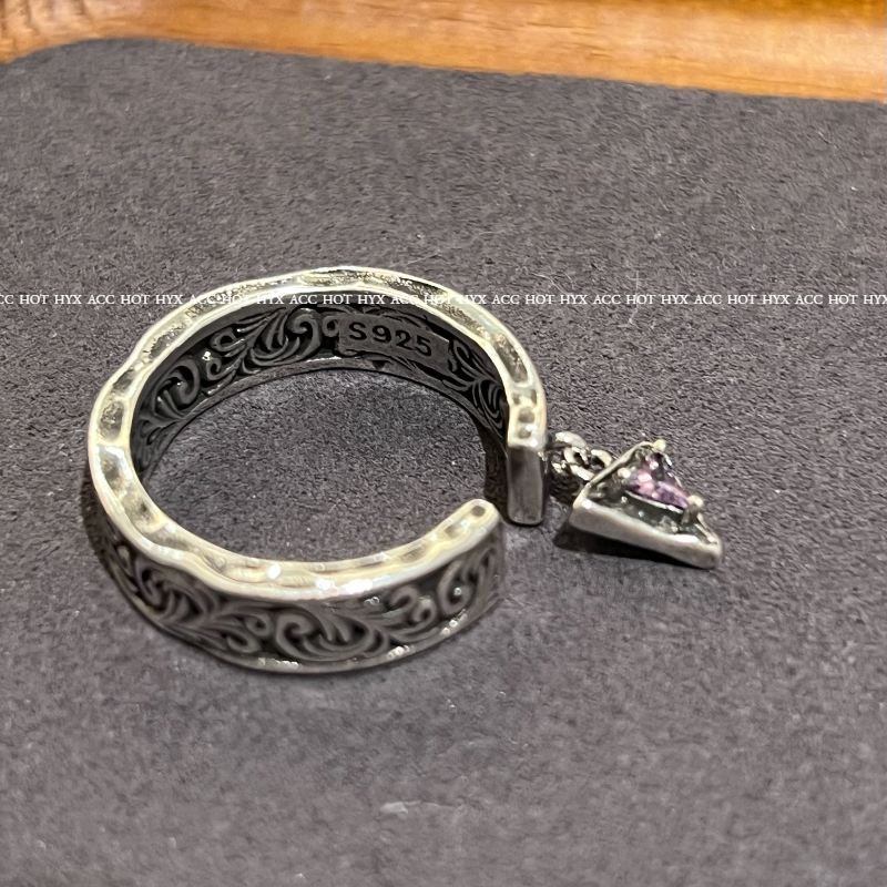 Nhẫn Mặt Chữ Thập Màu Tím Phong Cách Vintage Thời Trang Cho Nữ