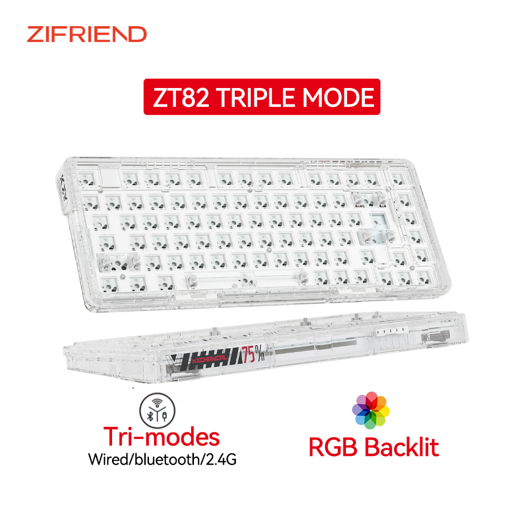ZIFRIEND ZT82 Bộ bàn phím không dây DIY Tùy chỉnh 3 chế độ 2.4G Bộ bàn phím có thể tráo đổi nóng Bàn phím chơi game
