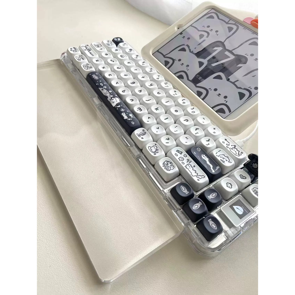 144 Phím Nhỏ Suy nghĩ kỳ diệu của mèo con Keycaps MOA Dễ Thương 61/64/68/75/84/87/104/108 Dễ Thương PBT Keycap thăng hoa nhiệt năm mặt