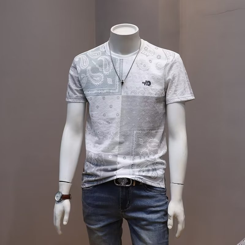 Áo Thun Mỏng Mùa Hè Tay Cộc In Họa Tiết Có 3 Màu Tùy Chọn Cho Nam Size M-3XL