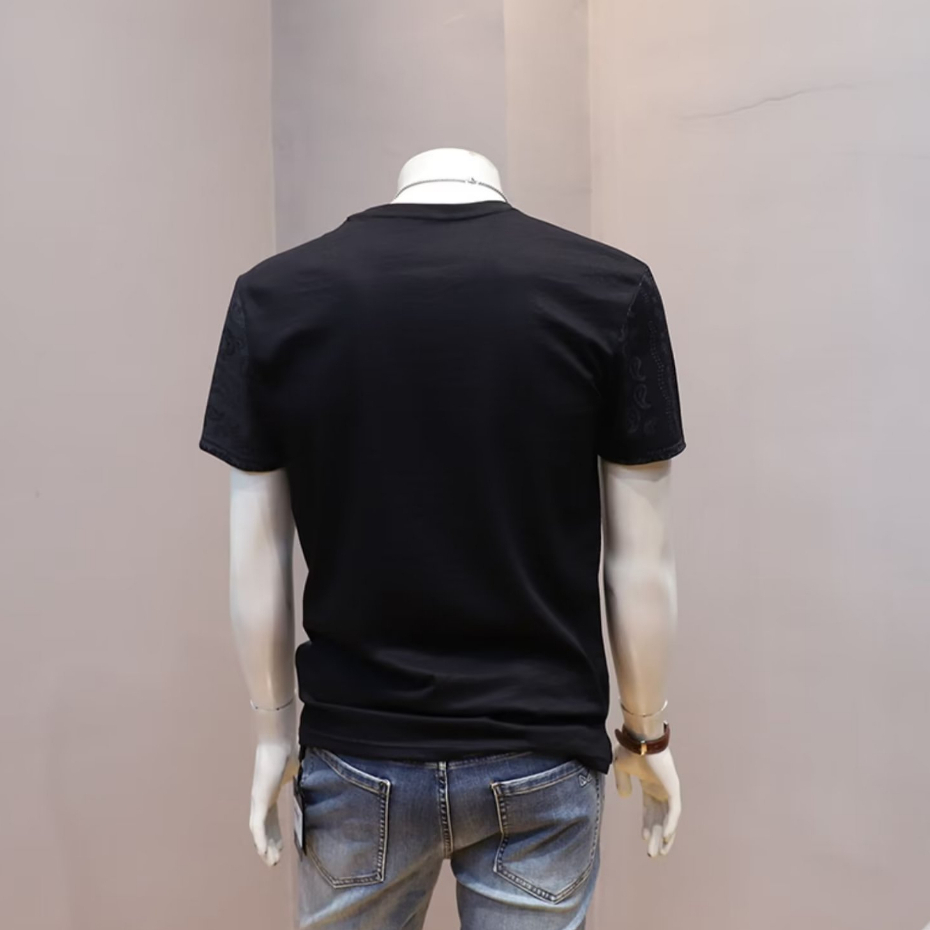 Áo Thun Mỏng Mùa Hè Tay Cộc In Họa Tiết Có 3 Màu Tùy Chọn Cho Nam Size M-3XL