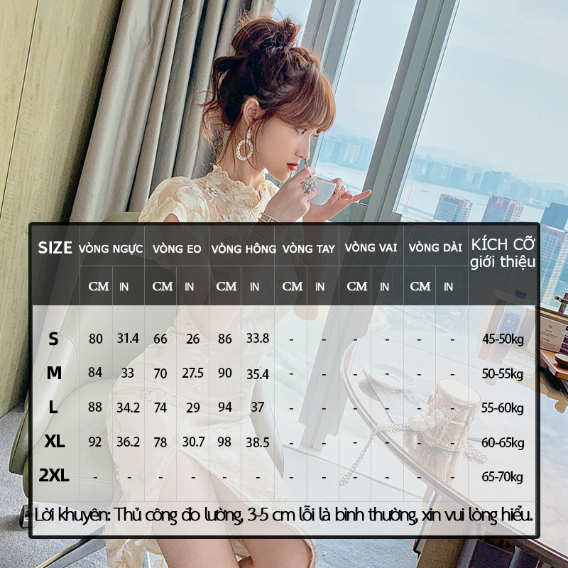 ZYHT Sườn Xám Đầm Tay Ngắn Phối Ren Thêu Họa Tiết Phong Cách Trung Hoa Cổ Điển Thời Trang Mùa Hè 4848