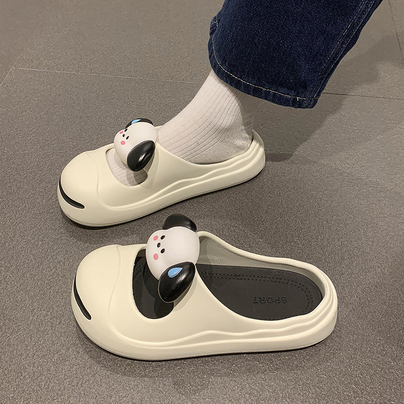Dép Bít Mũi Đế Dày Mềm Mại Họa Tiết Chú Cún Dễ Thương Cho Nữ