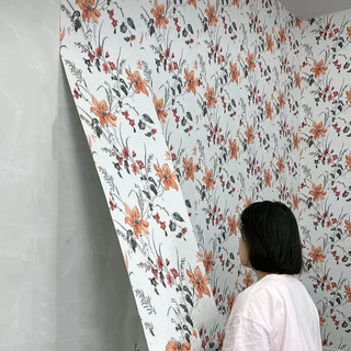 Giấy dán tường vải lanh tự dính chống thấm nước chống ẩm khuôn giấy dán tường phòng ngủ tân trang