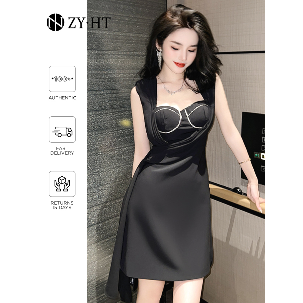 ZYHT Đầm Dự Tiệc Sát Nách Nhấn Eo Đính Đá Trang Nhã 9530