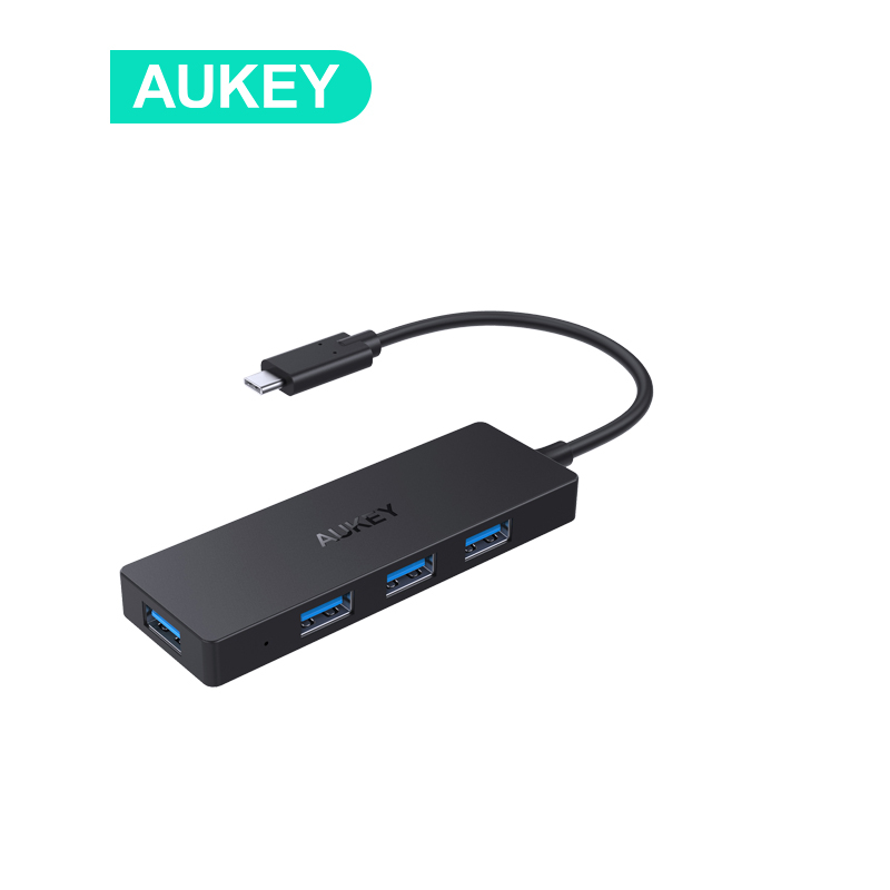 Usb máy tính HUB AUKEY CB-C64 USB OTG Type C sang USB 3.0 *4 / 5Gbps Cho MacBook Pro iPhone SamSung, Máy tính xách tay