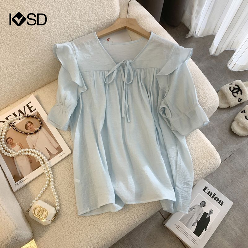 Áo Kiểu Vải Voan Phối Nơ Plus Size Thanh Lịch Thời Trang Mùa Hè Cho Nữ