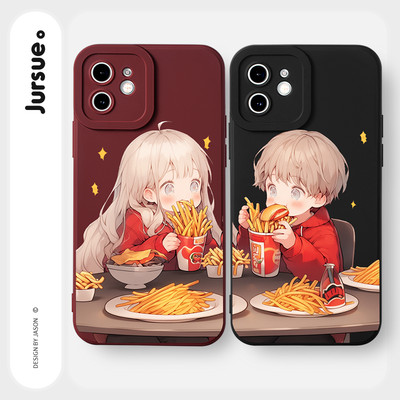 Ốp lưng JURSUE mềm hoạt hình cặp đôi dễ thương đẹp Cho iPhone 17 16 15 14 13 12 11 Pro Max SE 2020 X XR XS ip 8 7 Plus kute Y3871
