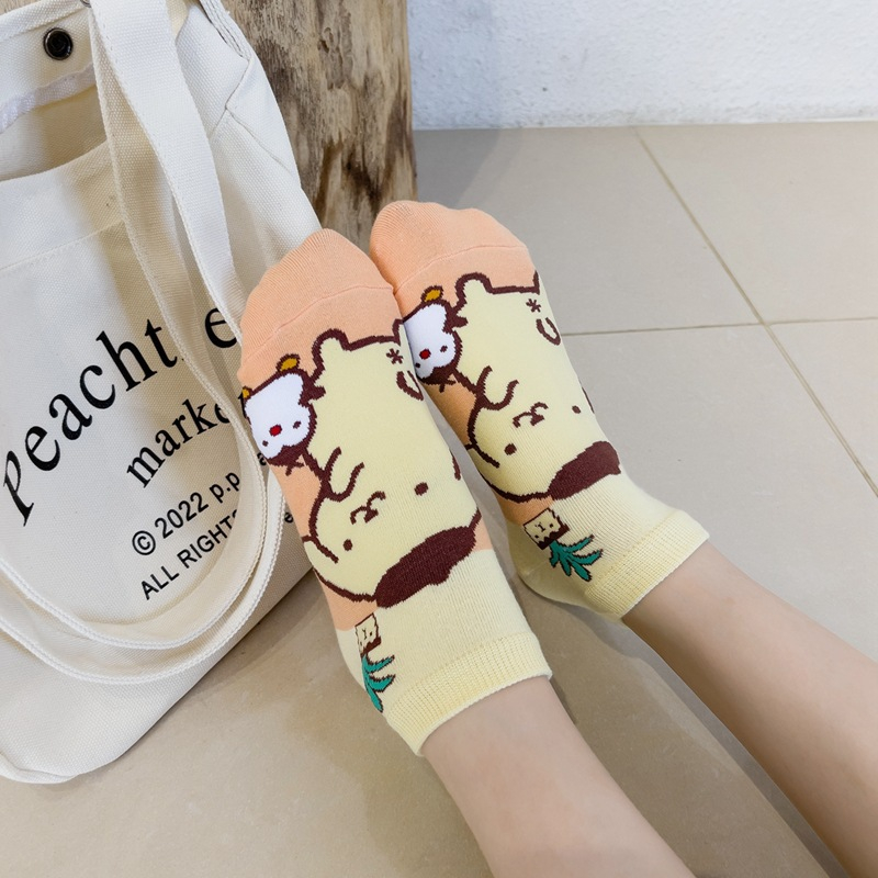 Set 5 Đôi Vớ Cotton Họa Tiết Hoạt Hình Dễ Thương Dành Cho Nữ
