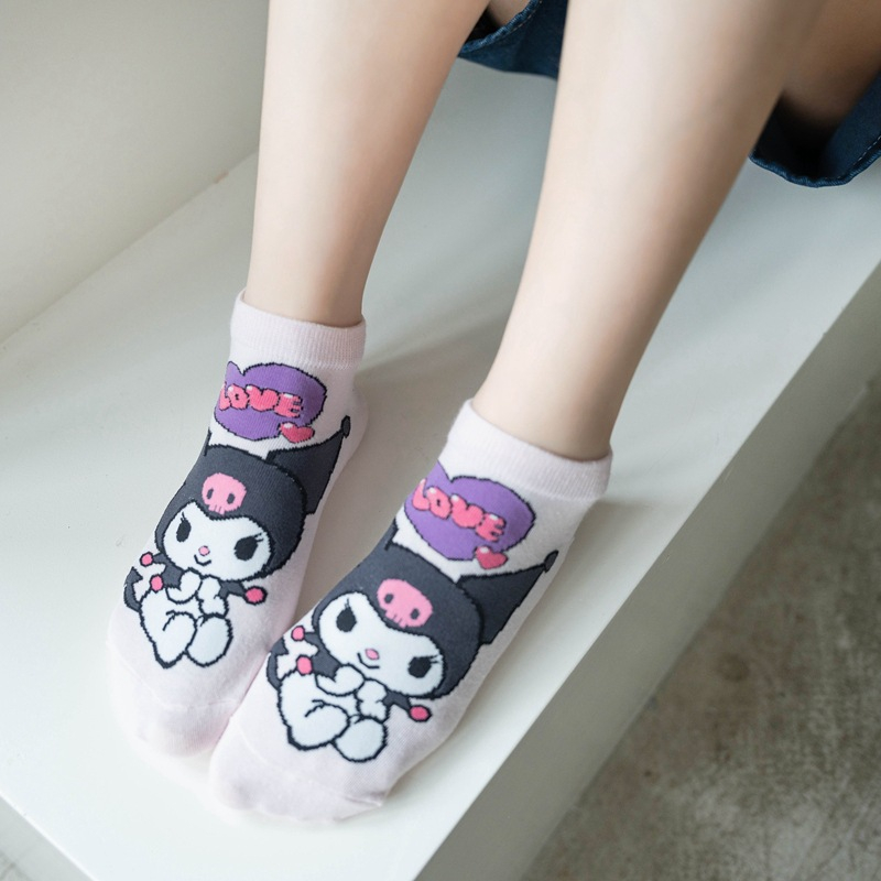 Set 5 Đôi Vớ Cotton Họa Tiết Hoạt Hình Dễ Thương Dành Cho Nữ