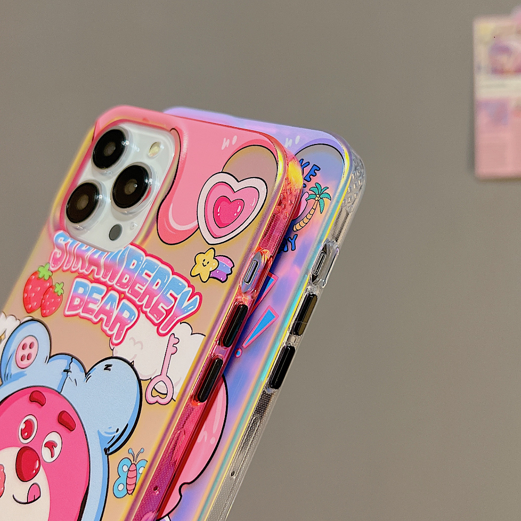 Ốp Điện Thoại Túi Khí Chống Sốc Hình Gấu Và Stitch Màu Dạ Quang Cho iPhone 14promax 14 13 13promax 12 12promax
