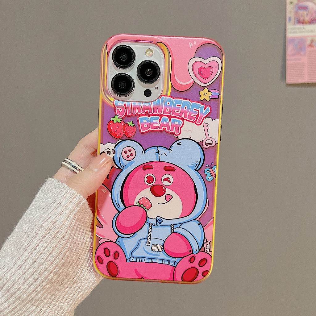 Ốp Điện Thoại Túi Khí Chống Sốc Hình Gấu Và Stitch Màu Dạ Quang Cho iPhone 14promax 14 13 13promax 12 12promax