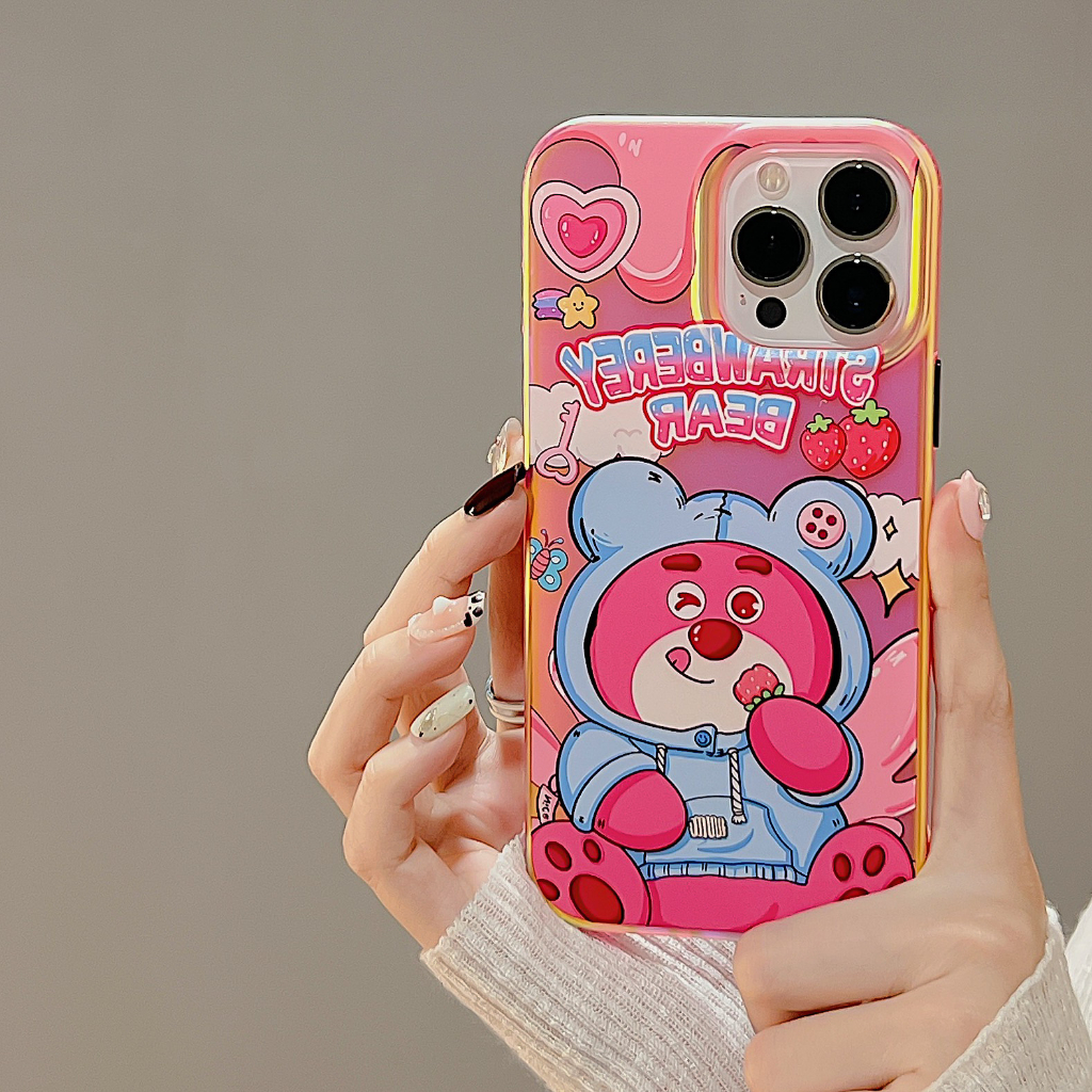 Ốp Điện Thoại Túi Khí Chống Sốc Hình Gấu Và Stitch Màu Dạ Quang Cho iPhone 14promax 14 13 13promax 12 12promax