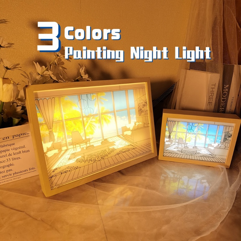 Popzozzi (Có Bóng Đèn LED)Tranh Vẽ Treo Cạnh Giường Phòng Ngủ Tranh đèn led Tự Làm Sáng Tạo Và Ấm Áp li Đèn Ngủ Hình Dễ Thương Dùng Trang Trí Phòng Ngủ Đơn Giản Sáng Tạo