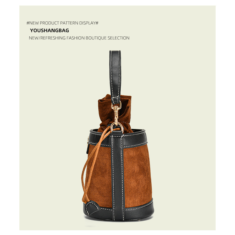 Túi Xách Da Lộn Mini Màu Nâu Phong Cách Cổ Điển