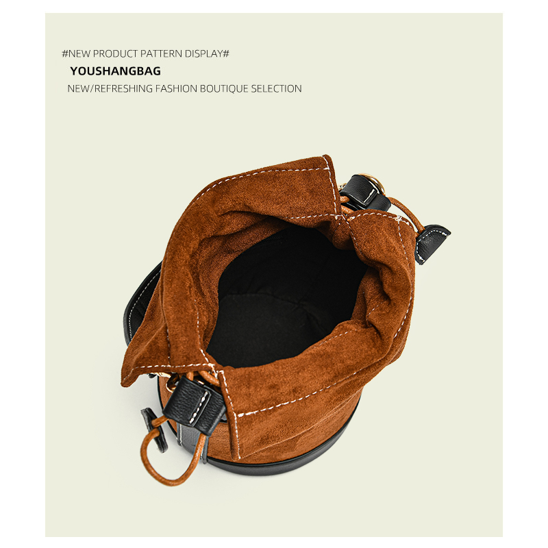 Túi Xách Da Lộn Mini Màu Nâu Phong Cách Cổ Điển