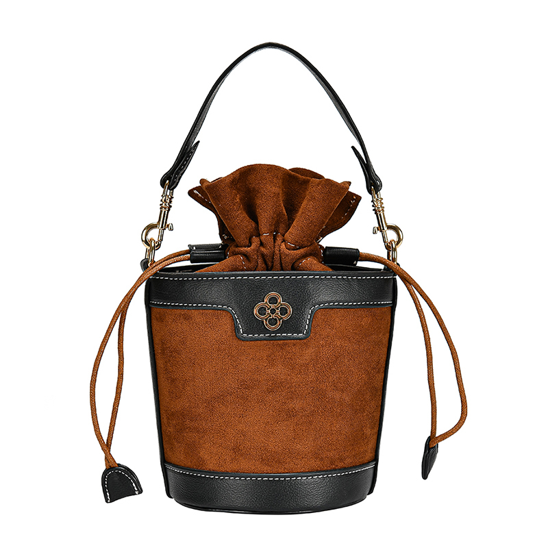 Túi Xách Da Lộn Mini Màu Nâu Phong Cách Cổ Điển