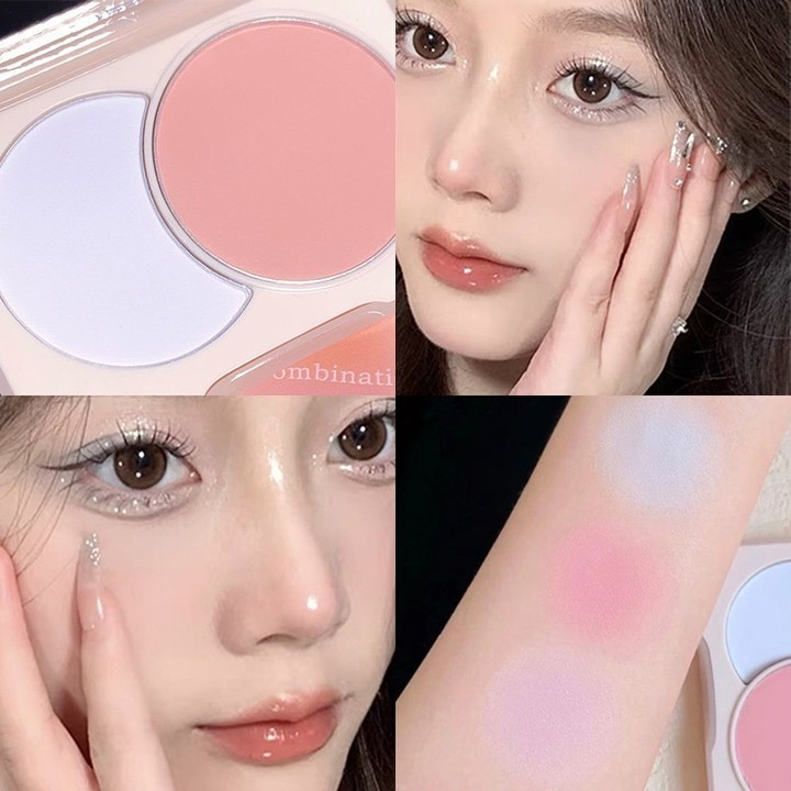 Má Hồng Hai Màu Bạc Hà Ngọt Ngào Má Hồng Làm Sáng Màu Lì Ngoan Ngoãn Tự Nhiên Má Hồng Màu Tím Rouge A633