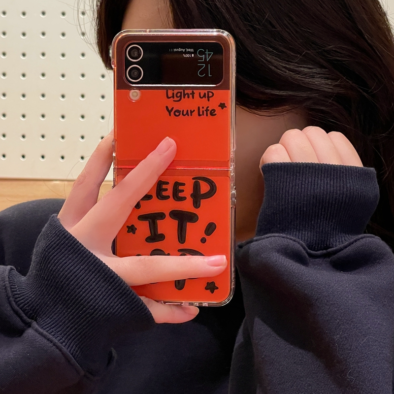 Ốp Điện Thoại Cứng Gấp Gọn Chống Sốc In Chữ Đơn Giản Cho Samsung Galaxy Z Flip 5