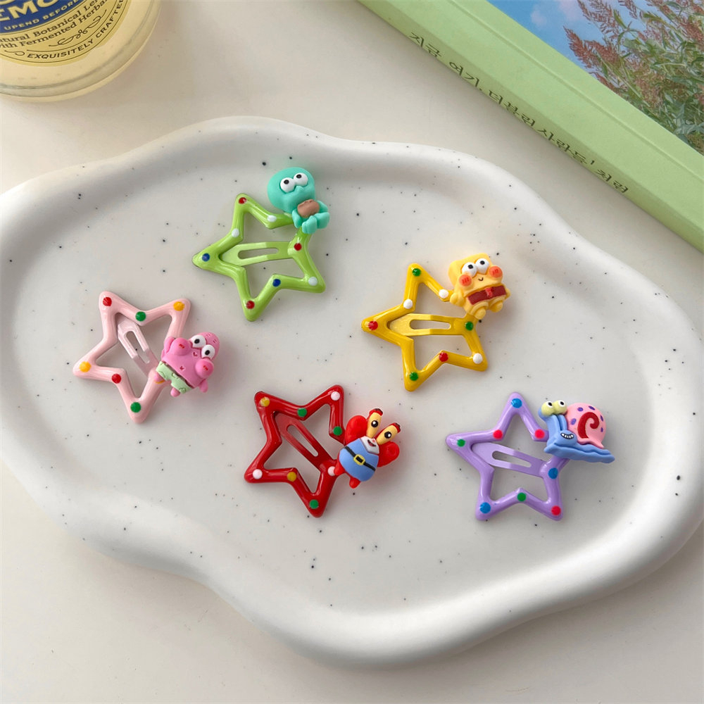 Kẹp Tóc Hình Ngôi Sao / Trái Tim / Màu Vàng Hồng Dễ Thương Cho Nữ