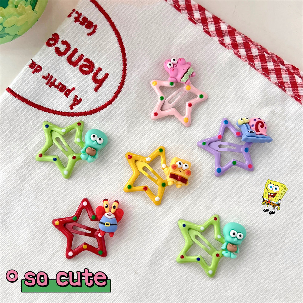 Kẹp Tóc Hình Ngôi Sao / Trái Tim / Màu Vàng Hồng Dễ Thương Cho Nữ