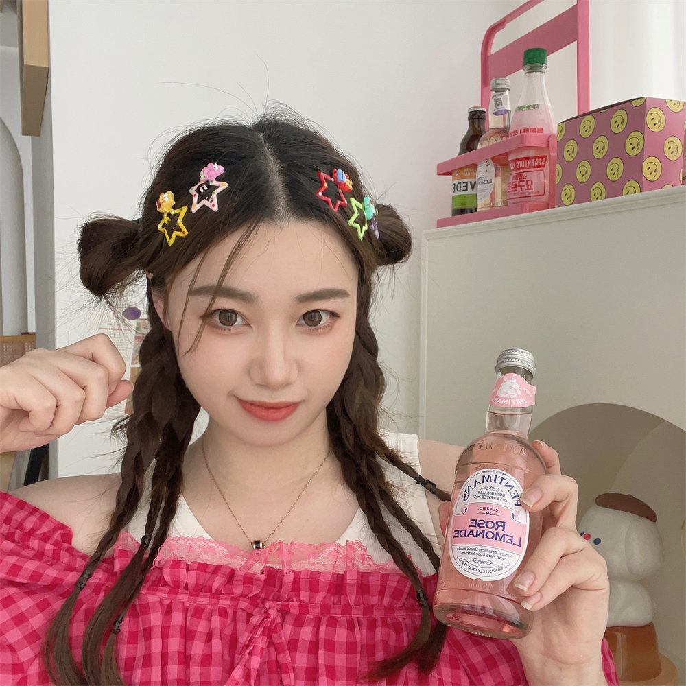 Kẹp Tóc Hình Ngôi Sao / Trái Tim / Màu Vàng Hồng Dễ Thương Cho Nữ