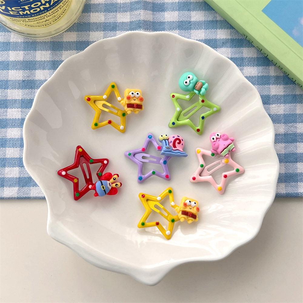 Kẹp Tóc Hình Ngôi Sao / Trái Tim / Màu Vàng Hồng Dễ Thương Cho Nữ