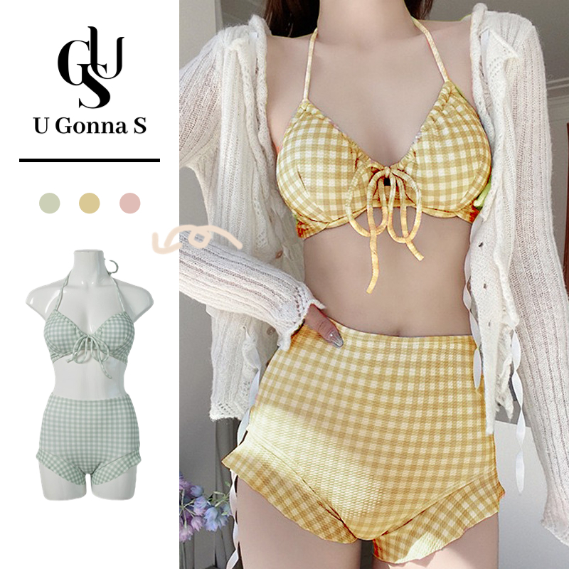 Bộ Đồ Bơi Bikini Hai Mảnh Không Tay 3 Màu Trơn Co Giãn Thời Trang 2023