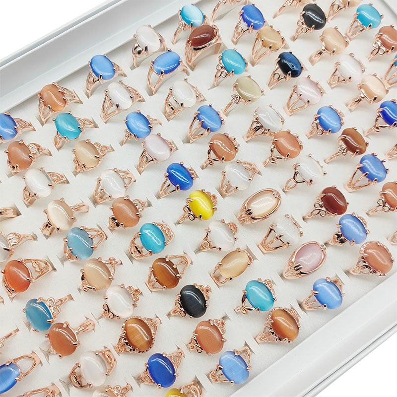 Set 20 Nhẫn Đính Đá Opal Thời Trang Cho Nữ